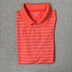 Orange Striped Polo Golf Shirt